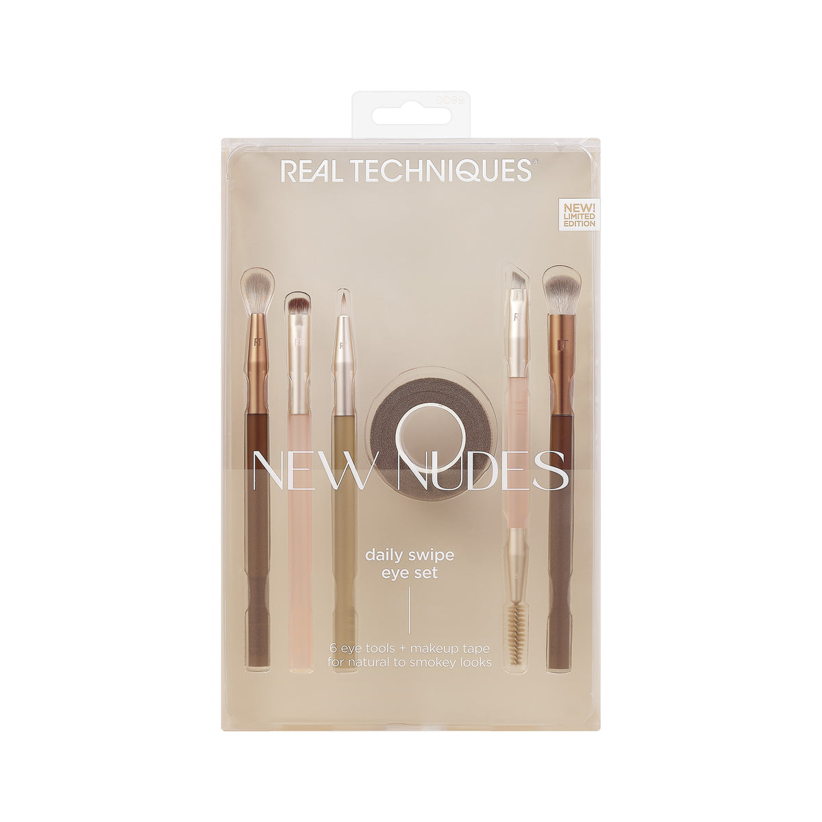 Real Techniques New Nudes Daily Swipe Eye Kit, Makeup Brushes For  Eyeshadow, Liner, & Brows, Makeup Tape, For Natural Or Smokey Makeup Look,  Synthetic Bristles, Cruelty-Free & Vegan, 7 Piece Set