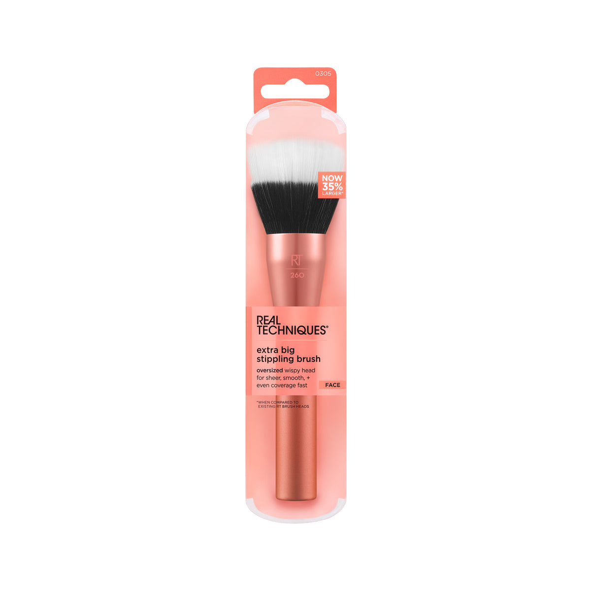 Real Techniques Extra Big Stippling Brush Large Makeup Brush For Liquid Cream Foundation BB Cream CC Cream Skin Tints Oversized Brush Cruelty Free Synthetic Bristles 1 Count RealTechniques