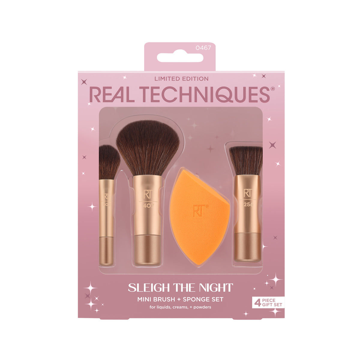 Real Techniques Sleigh The Night Mini Brush + Sponge 4 Piece