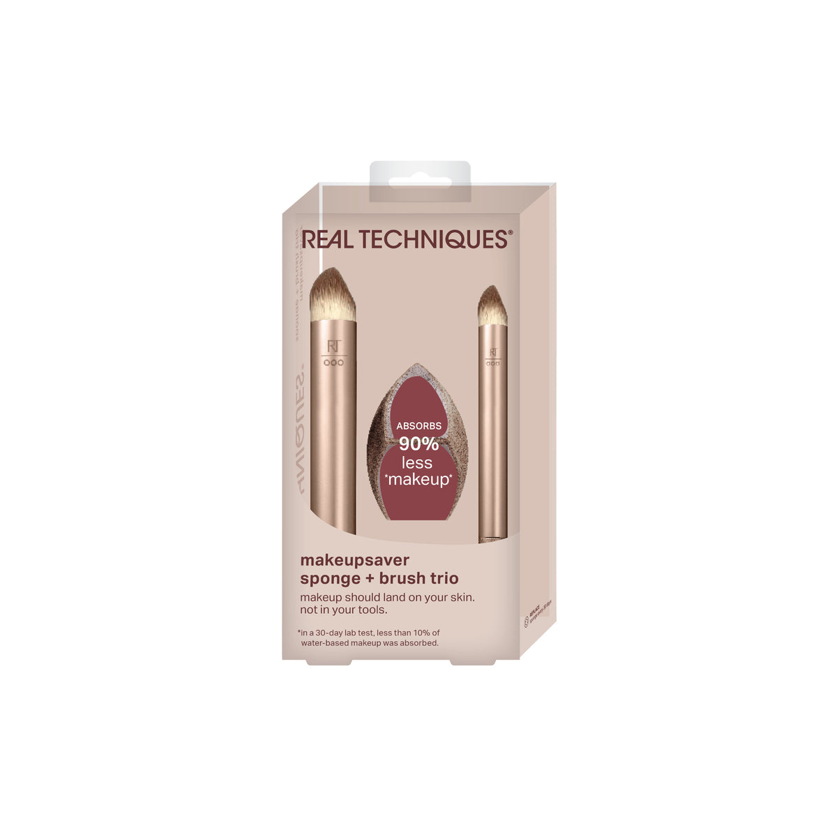 Real Techniques Makeupsaver Sponge + Brush Trio, Makeup Blending Sponge & Brushes For Liquid