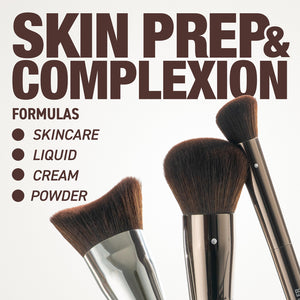 Makeup brushes with densely packed bristles, for skincare and formula application