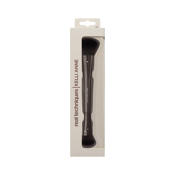 Kelli Anne makeup brush packaged in a retail box with a clear window.