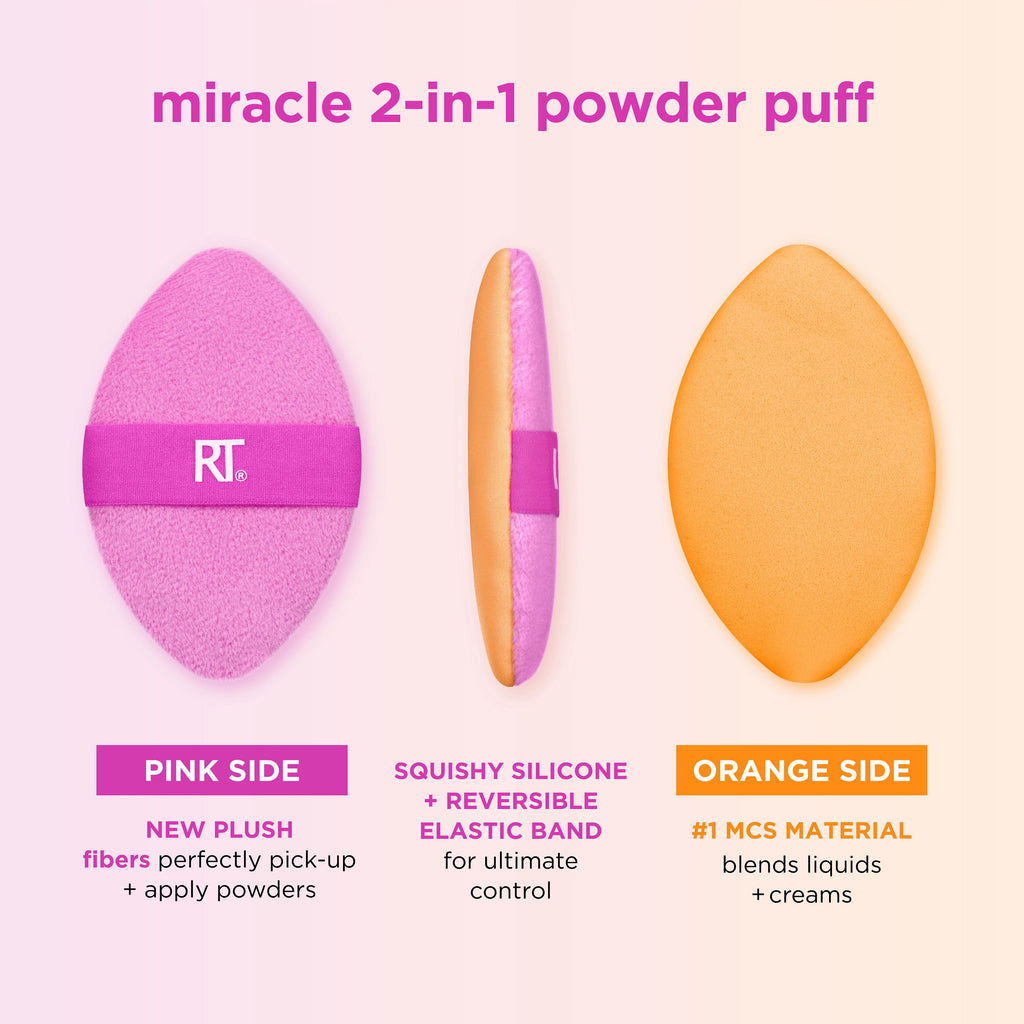 Real Techniques Miracle 2-In-1 Powder Puff, Dual-Sided, Full-Size ...