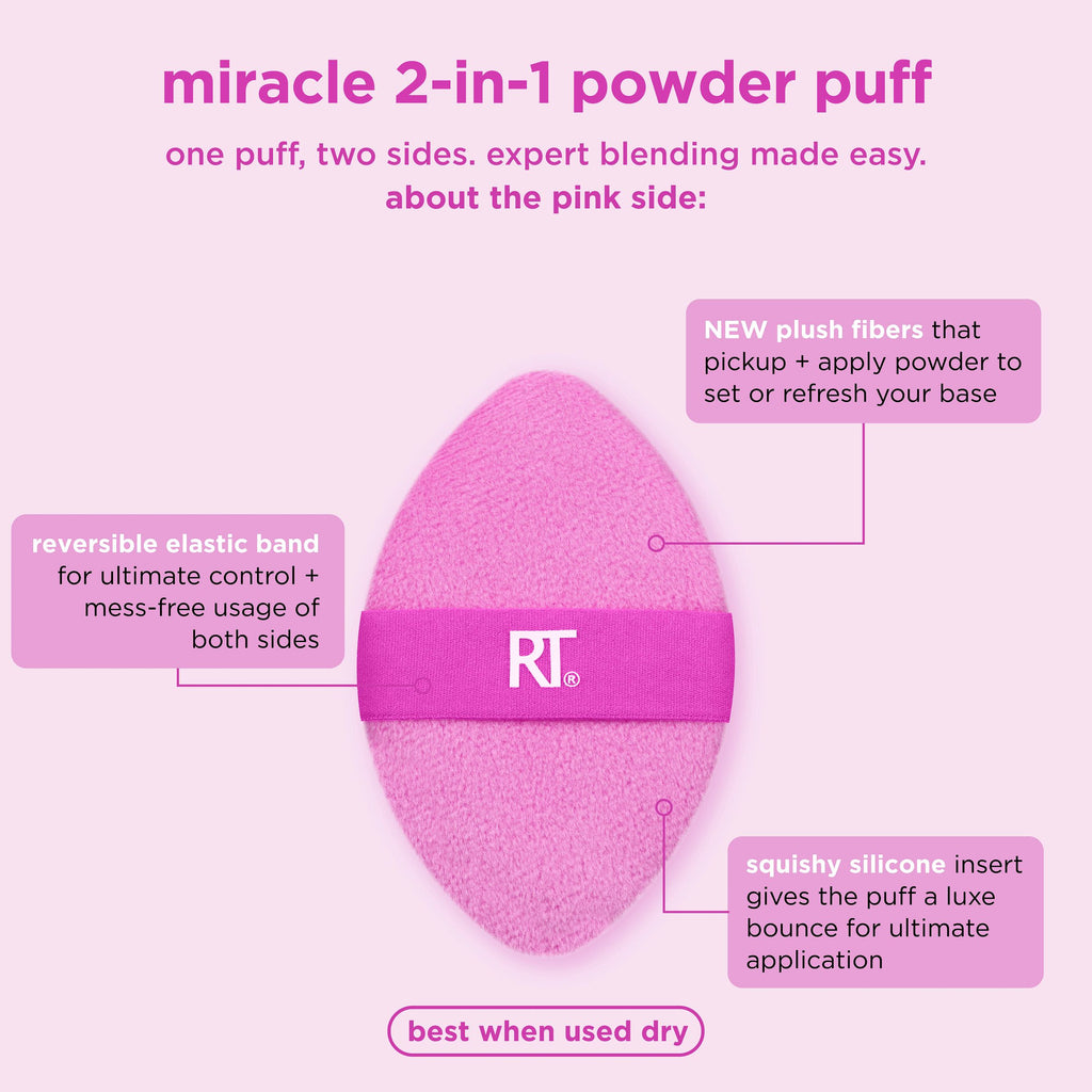 Real Techniques Miracle 2-In-1 Powder Puff, Dual-Sided, Full-Size ...