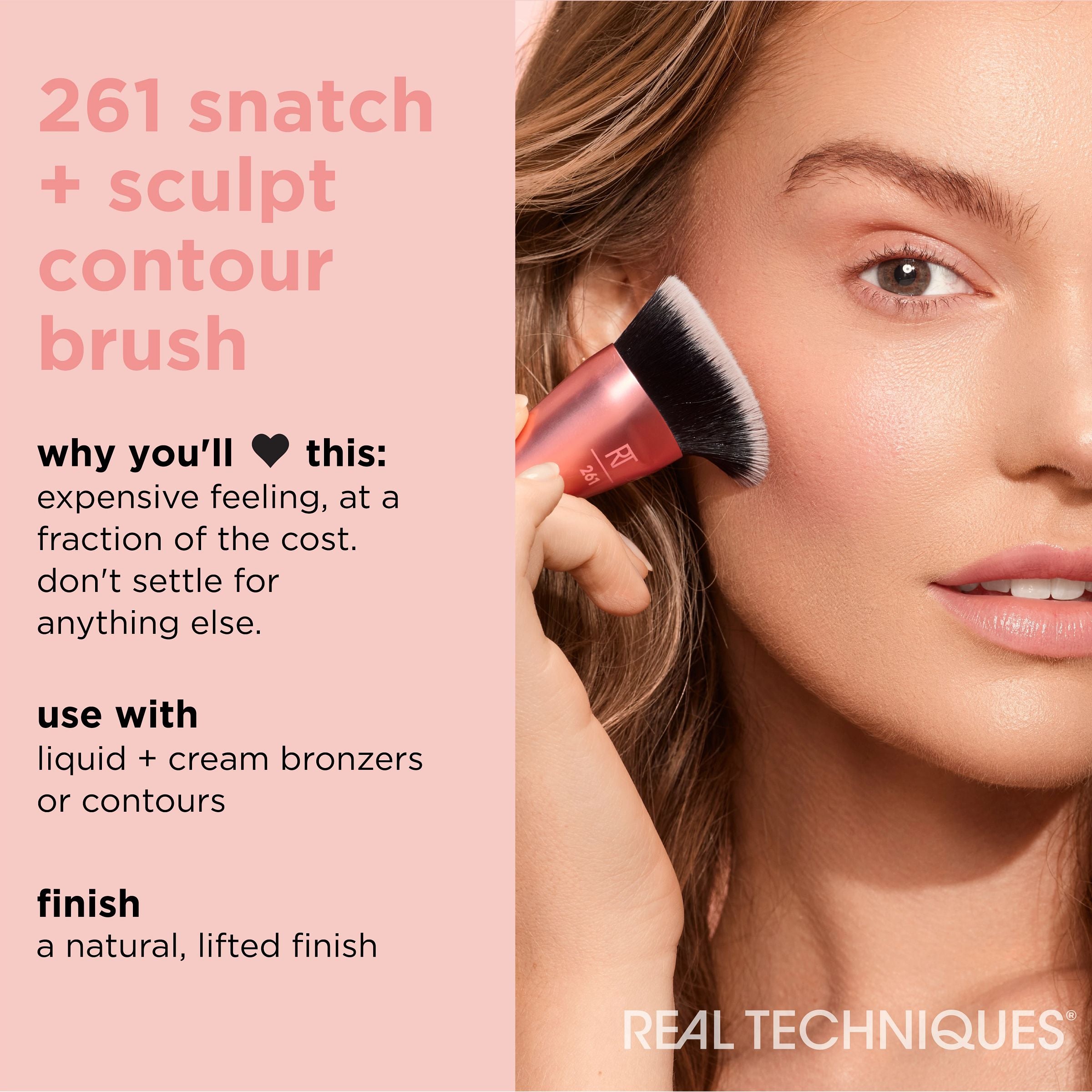 Real Techniques Snatch + Sculpt Contour Makeup Brush, For Liquid