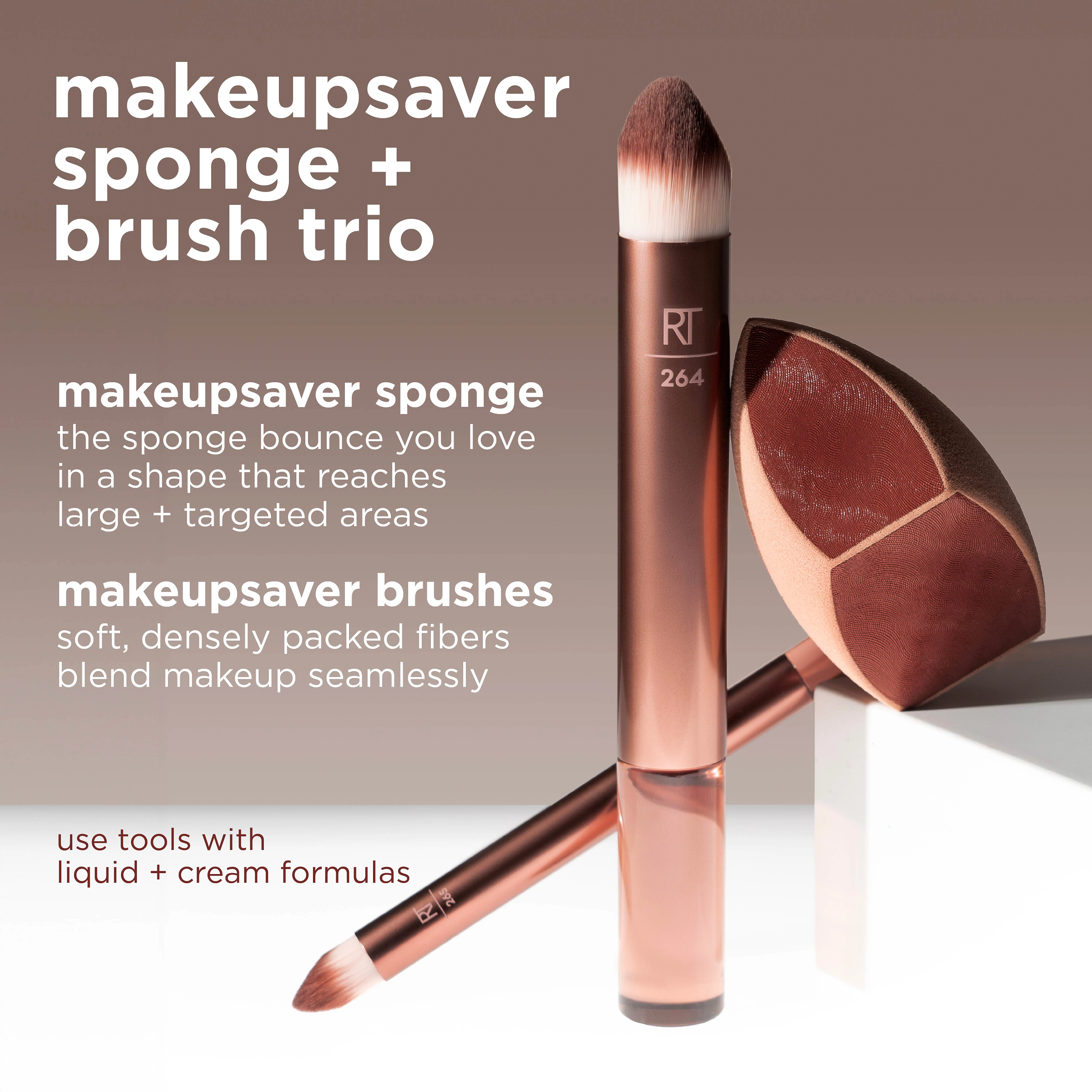 Real Techniques Makeupsaver Sponge + Brush Trio, Makeup Blending
