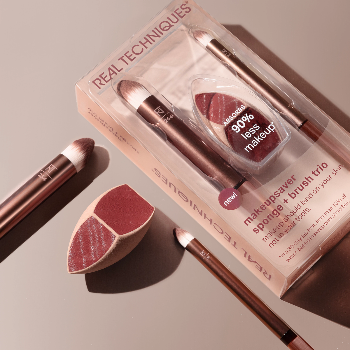 Real Techniques Makeupsaver Sponge + Brush Trio, Makeup Blending Sponge ...