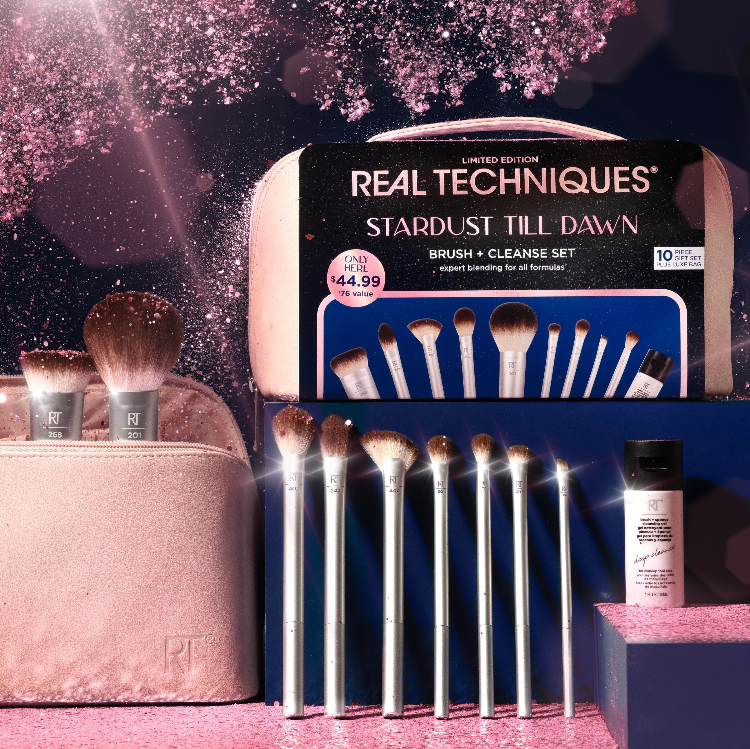 Real Techniques Stardust Till Dawn Brush + Cleanse Kit, 11 Piece