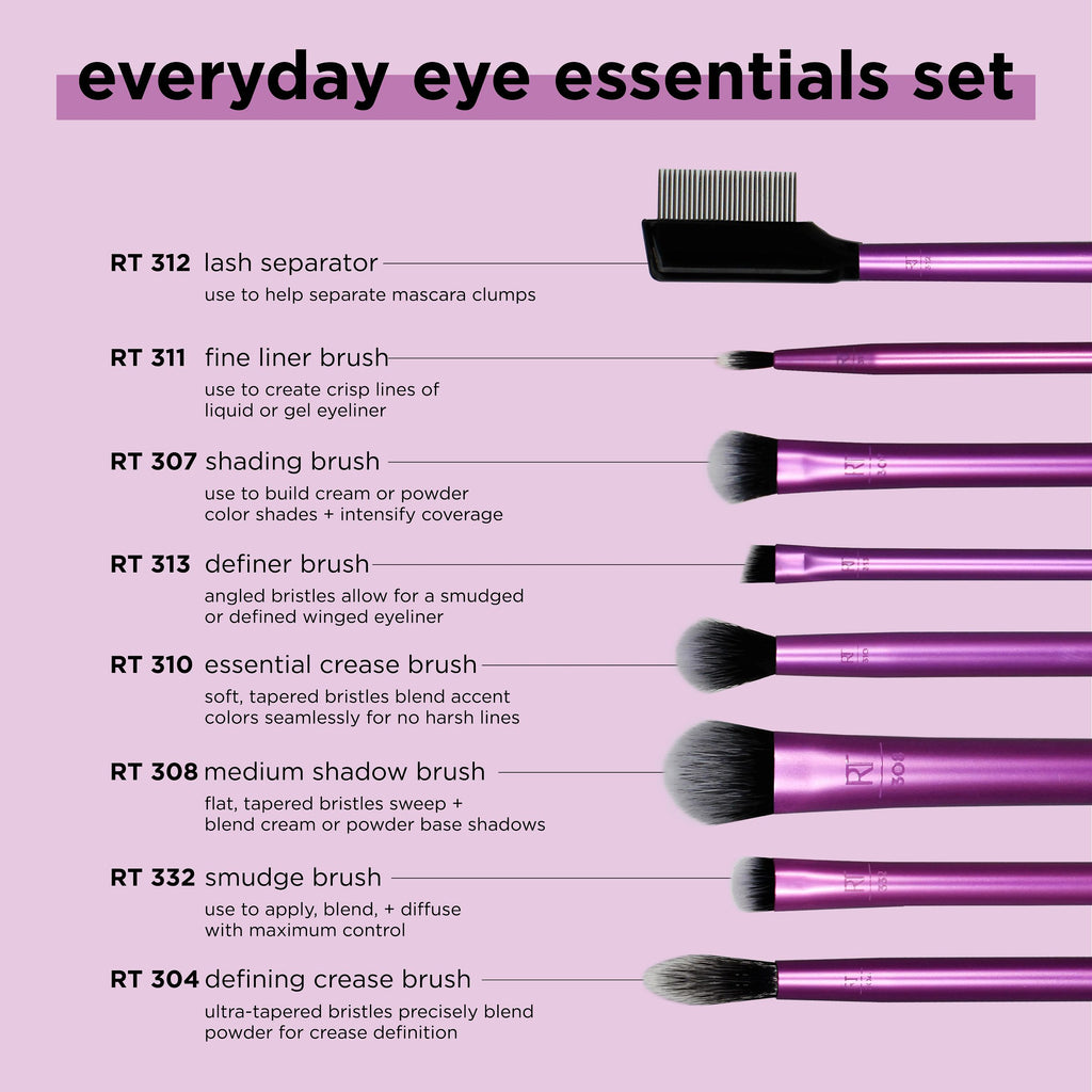 Real Techniques - Everyday Essentials  Essential makeup brushes, Real  techniques makeup brushes, Makeup blending sponge