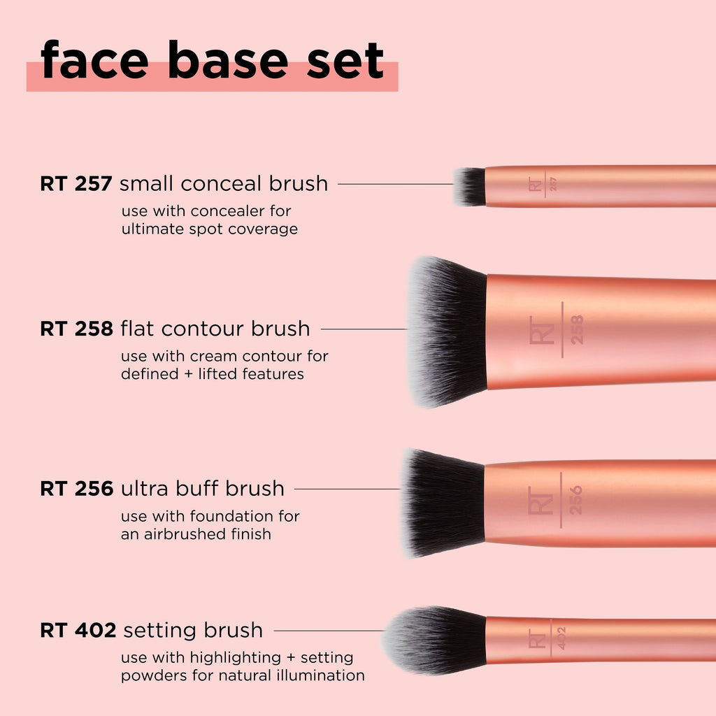 Real Base Real Techniques Face Base Makeup Brush Kit, For Concealer, Foundation ...