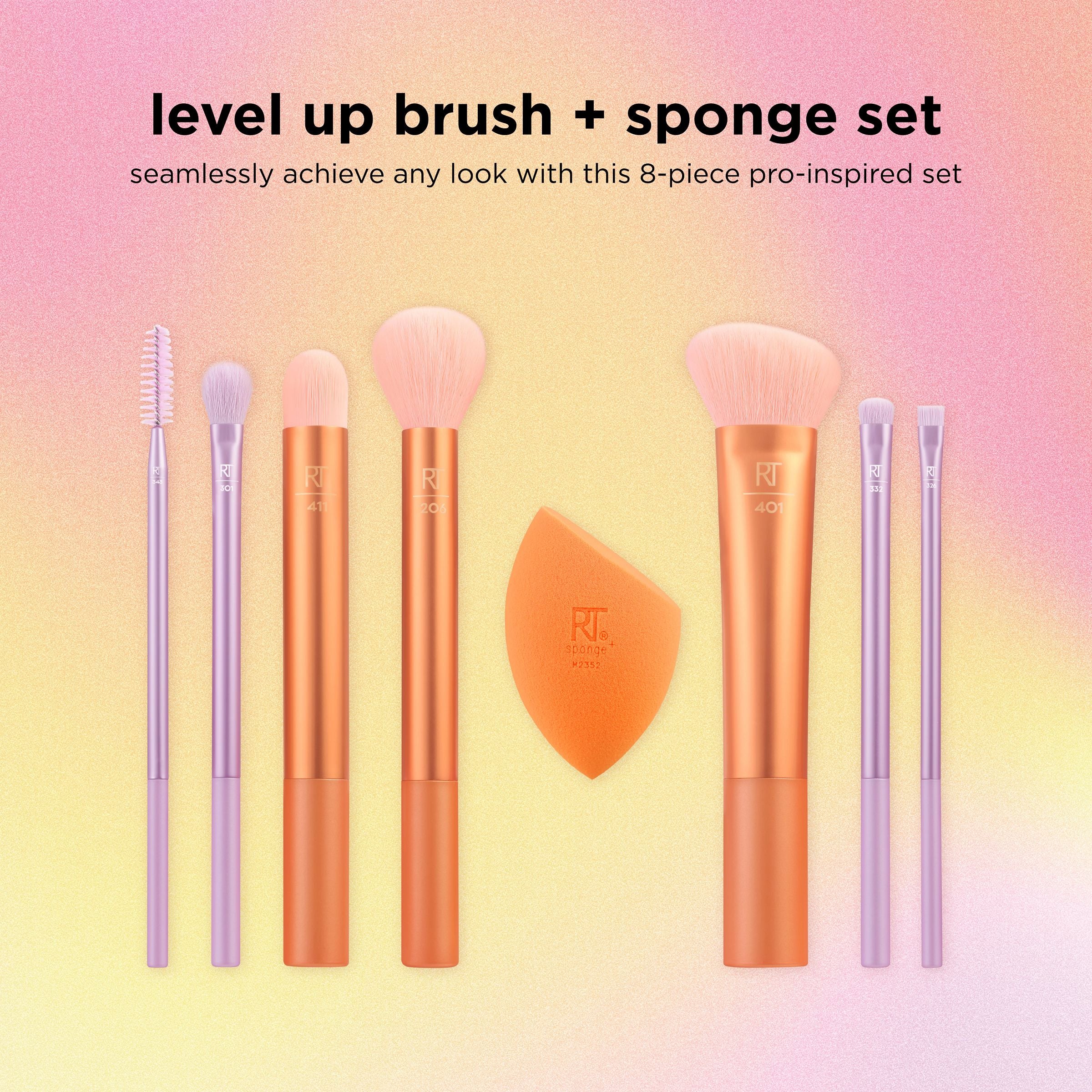 リアルテクニクス Real Techniques Level Up Brush And Sponge Kit, Makeup Brushes For